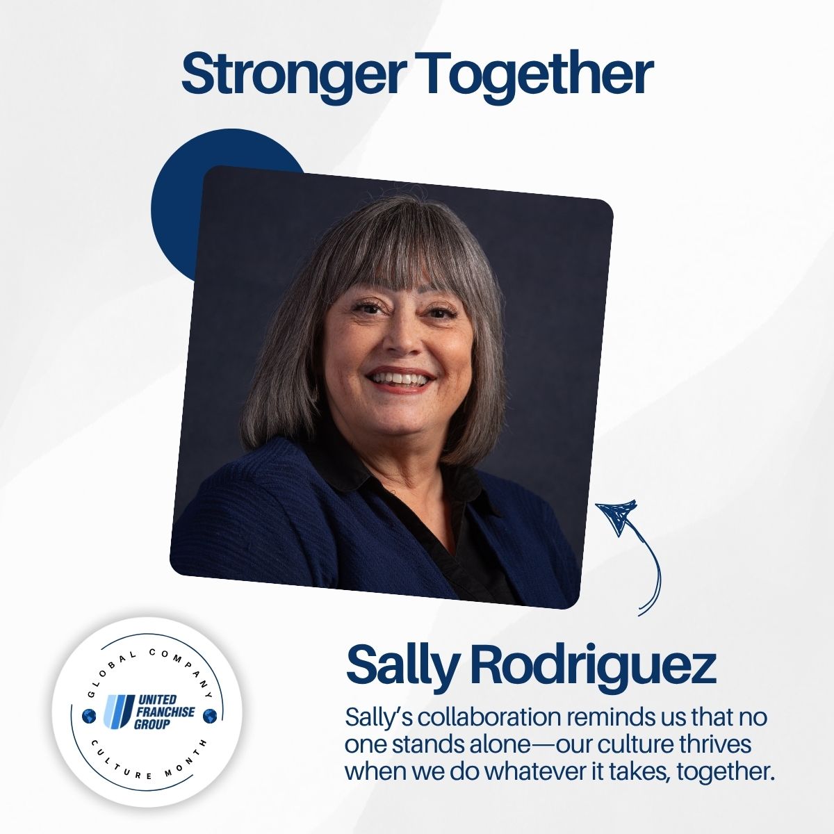 Team photo of Sally Rodriguez, a representative of United Franchise Group, emphasizing franchise business growth.