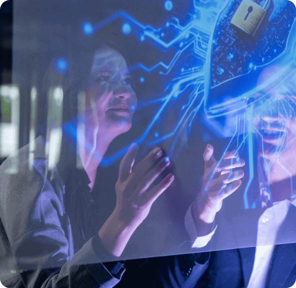 AI-powered cybersecurity technology demonstrating data protection and digital security measures.